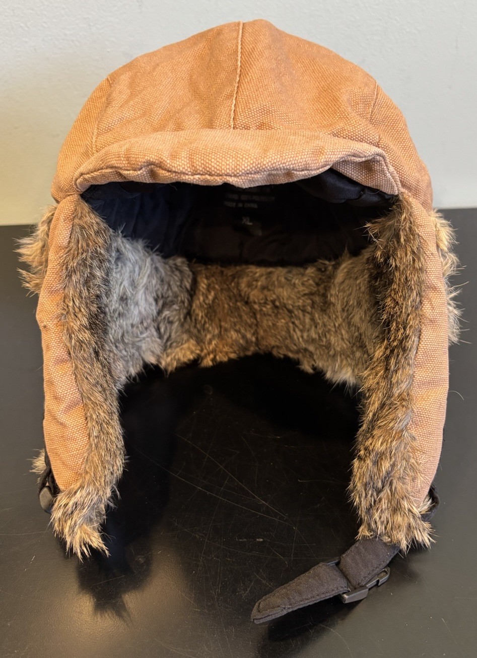 Yukon Tracks Genuine Rabbit Fur Lined Winter Ear Flaps Tan Brown Hat Cap XL READ