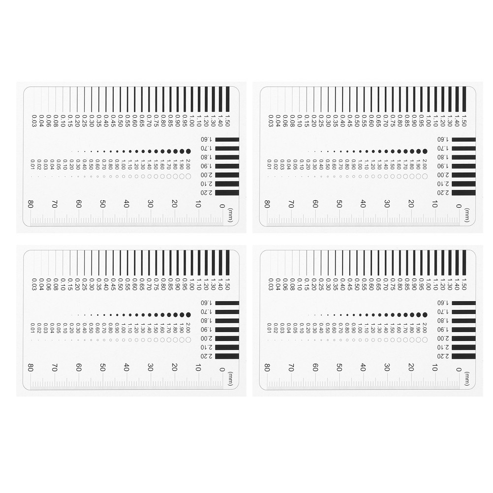 4pcs High Accuracy Transparent Measuring Ruler Diameter Line Width Gauge Crack