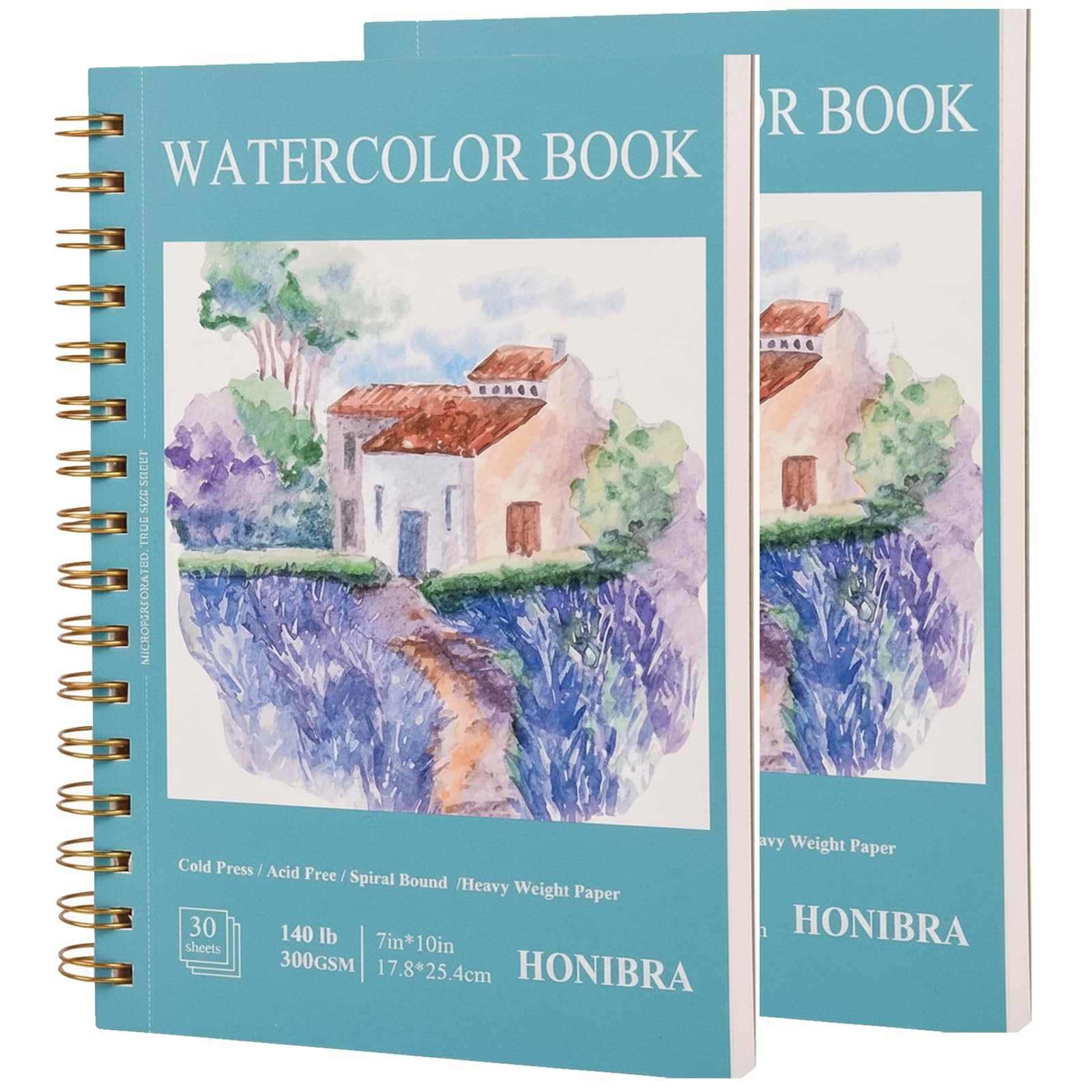 2 Pack 30 Sheets Watercolor Paper Pad Cold Press Sketchbook 140lb 7x10 Inch