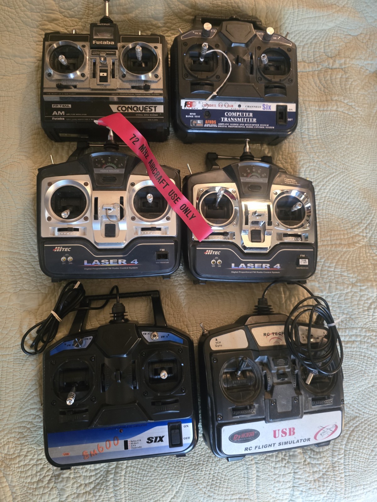 Lot 6 Vintage Radio-controlled (RC) Airplane Simulator Transmitters Futaba Hitec