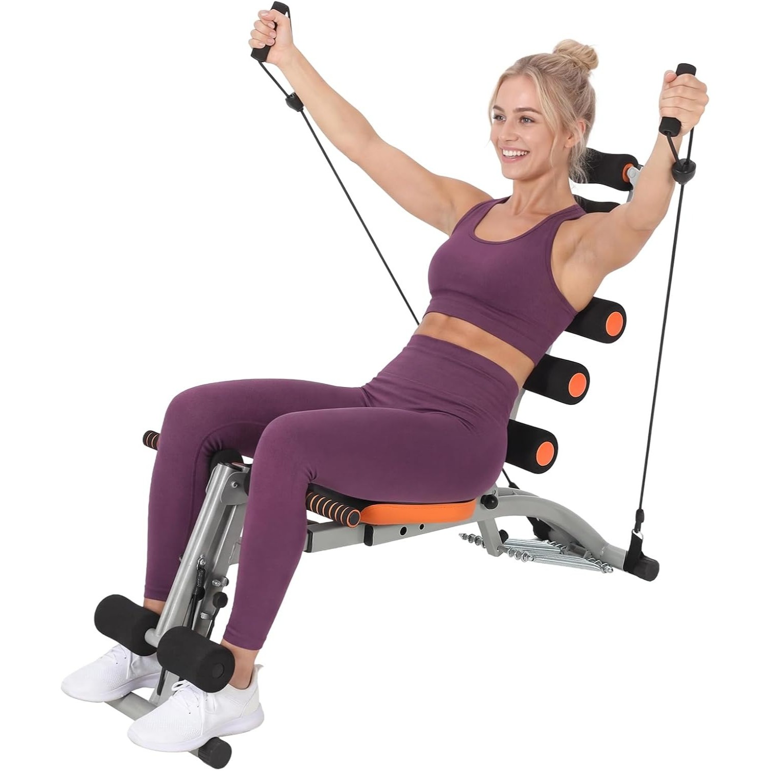 Multifunctional Ab Machine Adjustable Sit Up Bench Foldable w/ Back Support
