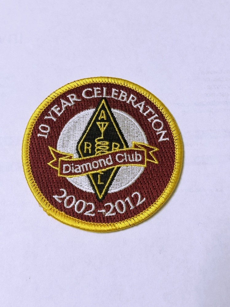 ARRL Diamond Club  Ham Radio  10 Year Celebration  2002- 2012 Patch- BRAND NEW