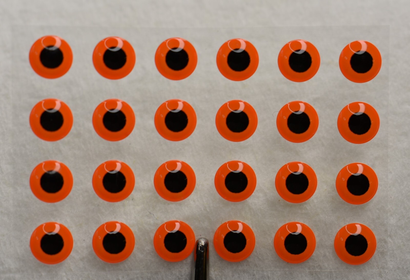 24, FLUORESCENT ORANGE 4mm or 5/32"  3D Soft Molded Eyes Fly Tying
