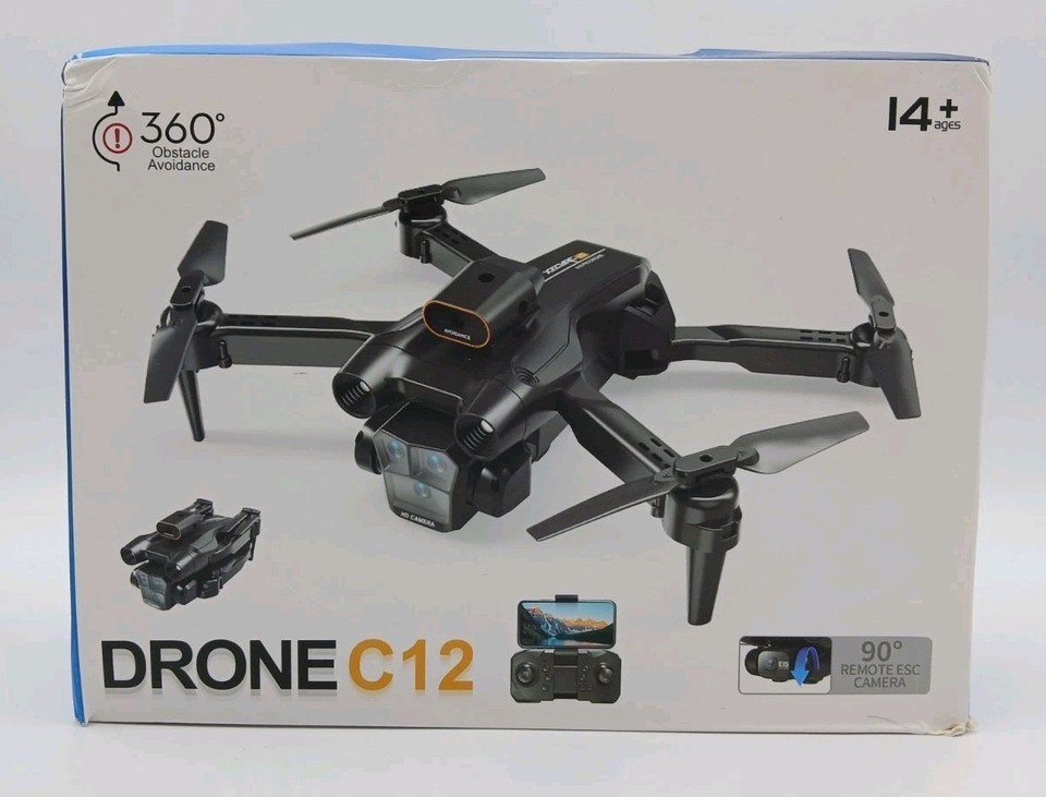 C12 Foldable Drone with Dual Cameras Quadcopter and Obstacle Avoidance