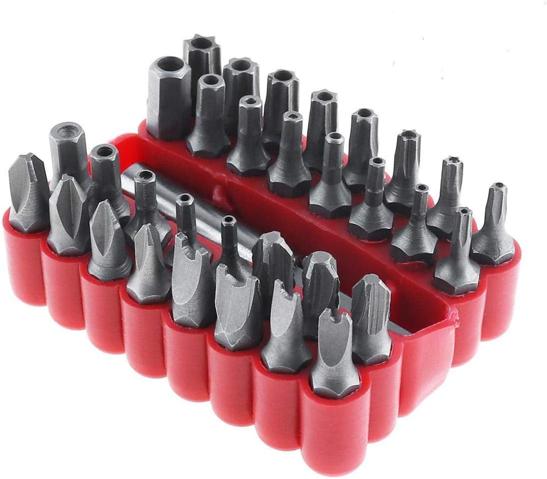 33 Piece Security Screwdriver Bit Set, Torx/Hex/Tri-Wing/Spanner, Magnetic, Case