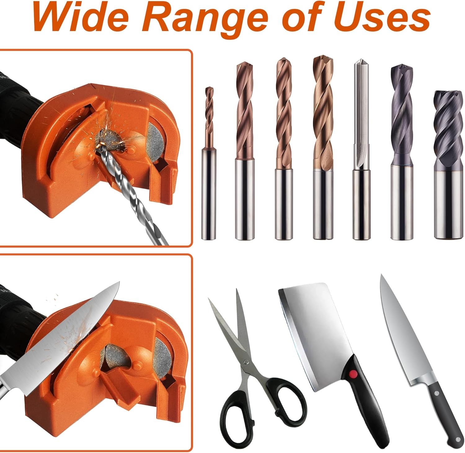 Drill Bit Sharpener,Portable Sharpener,Multipurpose Orange