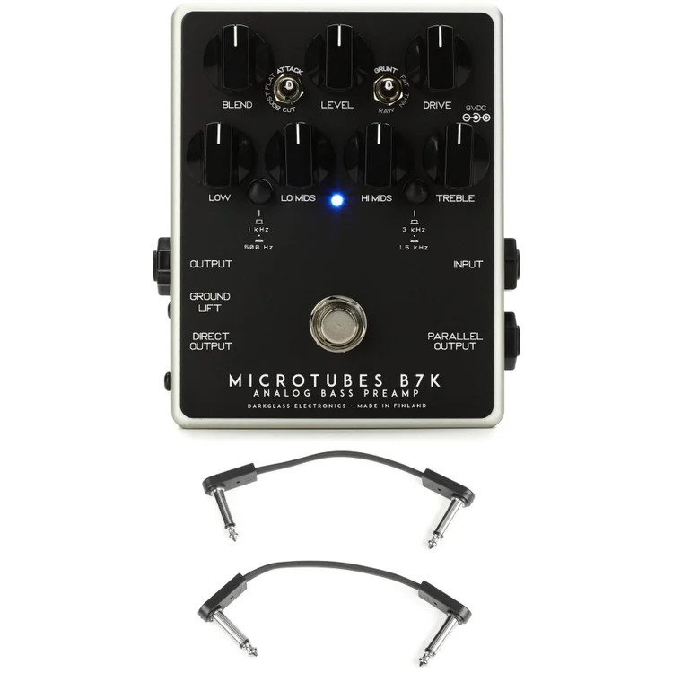 Darkglass Microtubes B7K V2 Bass Preamp Pedal with EBS Patch Cables