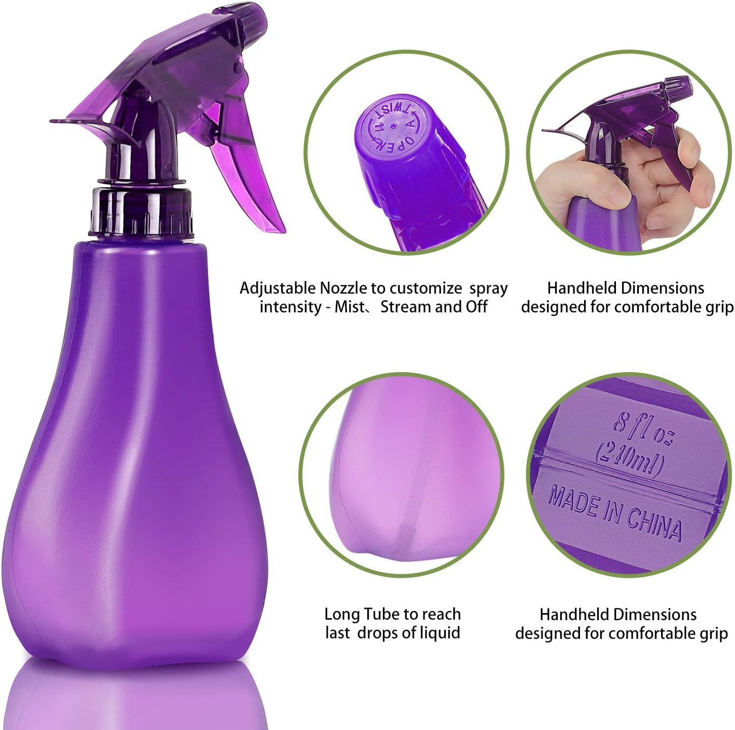 8 Oz Empty Plastic Spray Bottles with Adjustable Nozzle - Durable Trigger Spraye