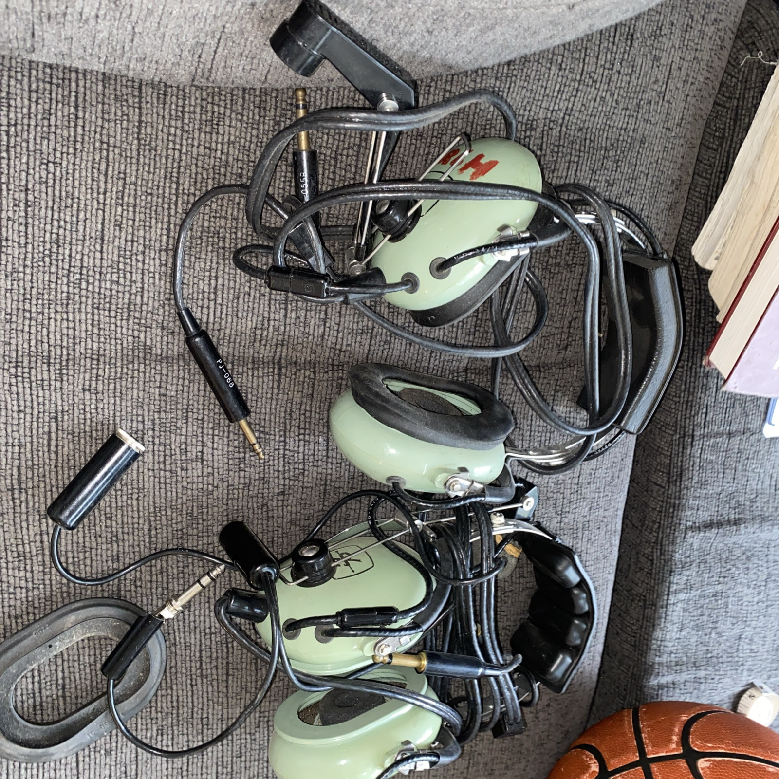2 X DAVID CLARK Model H10-40 & 30 Aviation HEADSET Microphone Dual Plug Untested