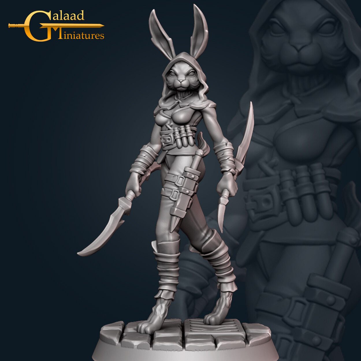 Harengon Rabbit Rogue - Galaad Miniatures - Fantasy Dungeons and Dragons Mini