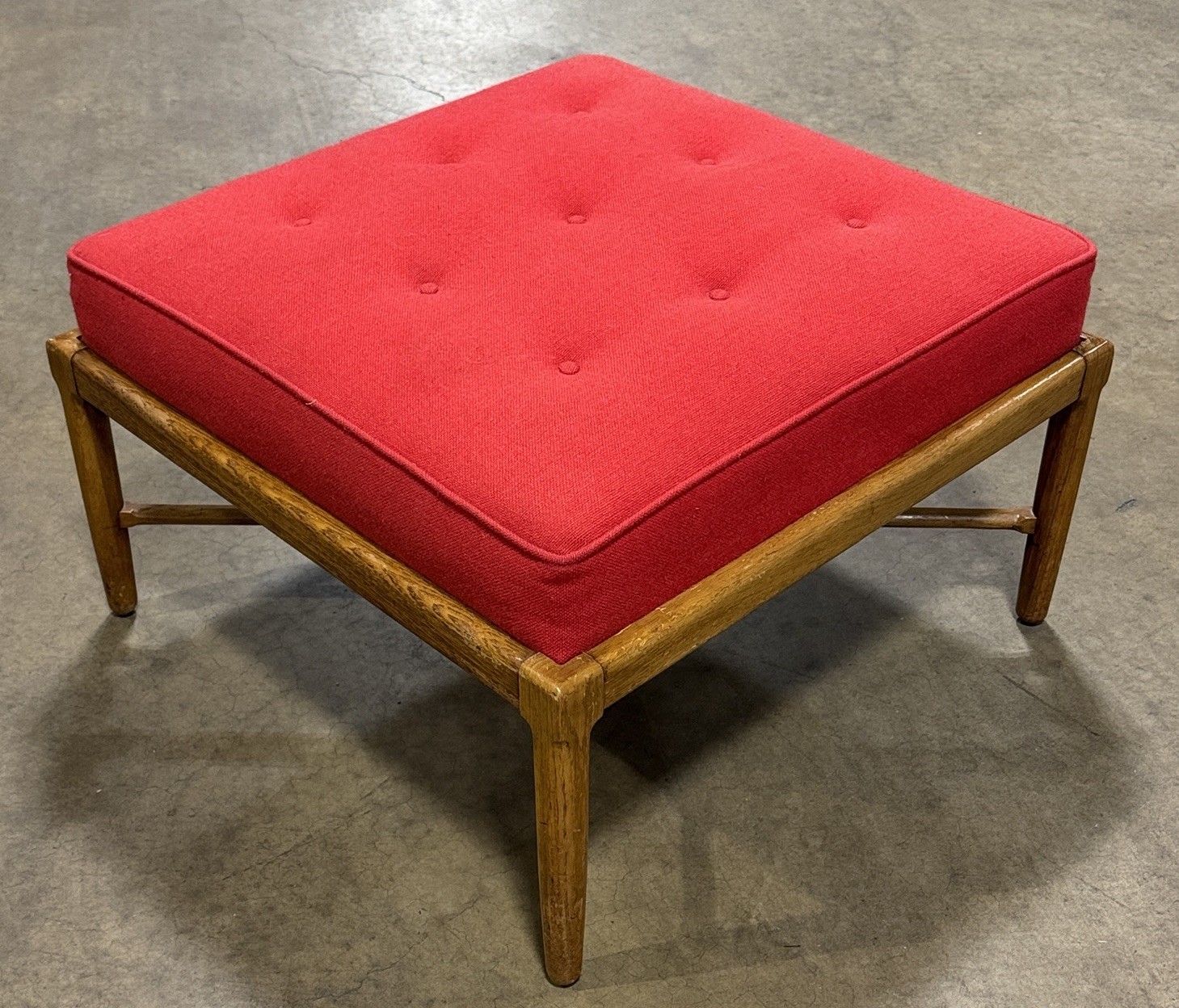 Tomlinson Sophisticate MCM Red Tufted Ottoman / Bench No. 638 PECAN X-Frame
