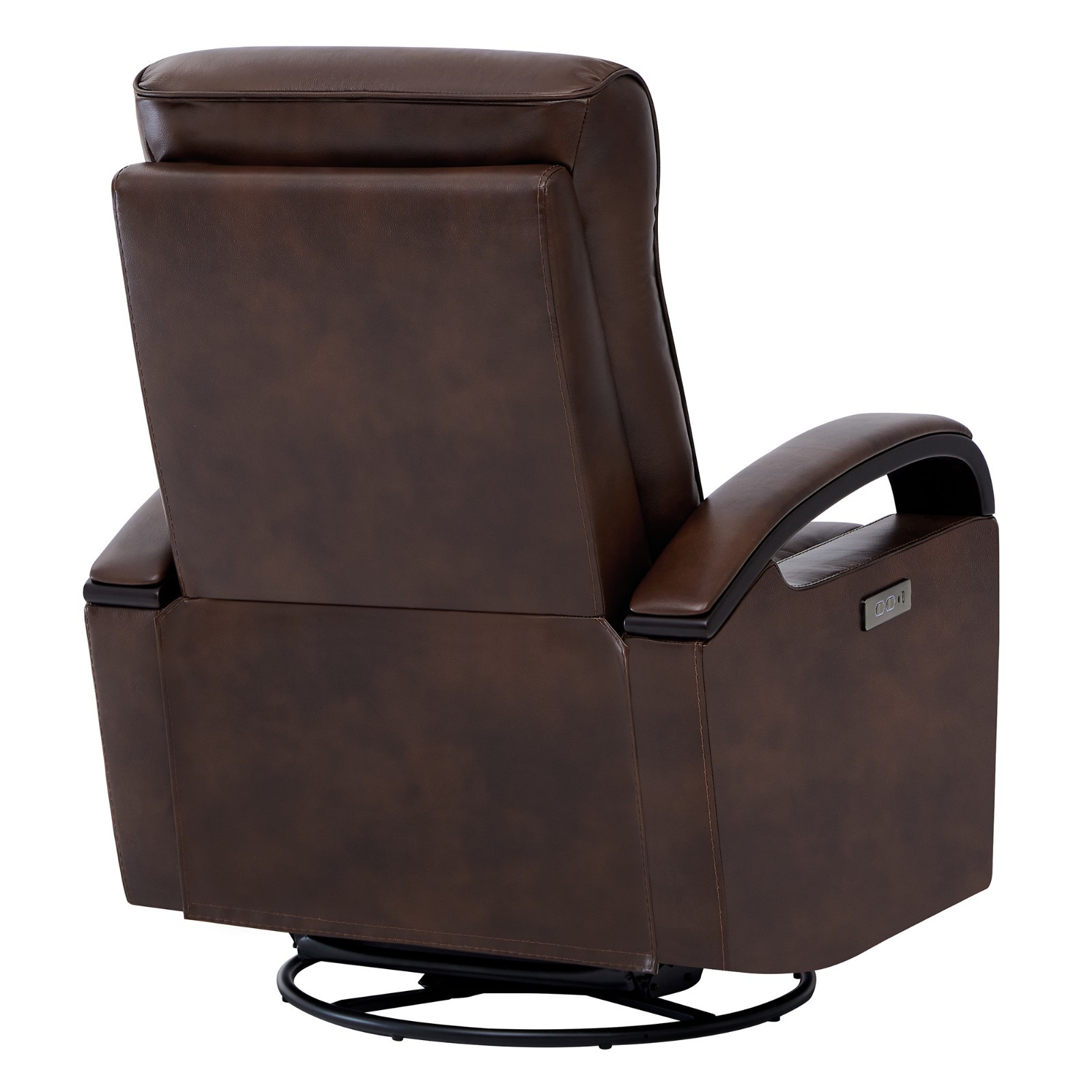 CHITA Genuine Leather Power Swivel Glider Rocker Recliner,Comfortable Headrest