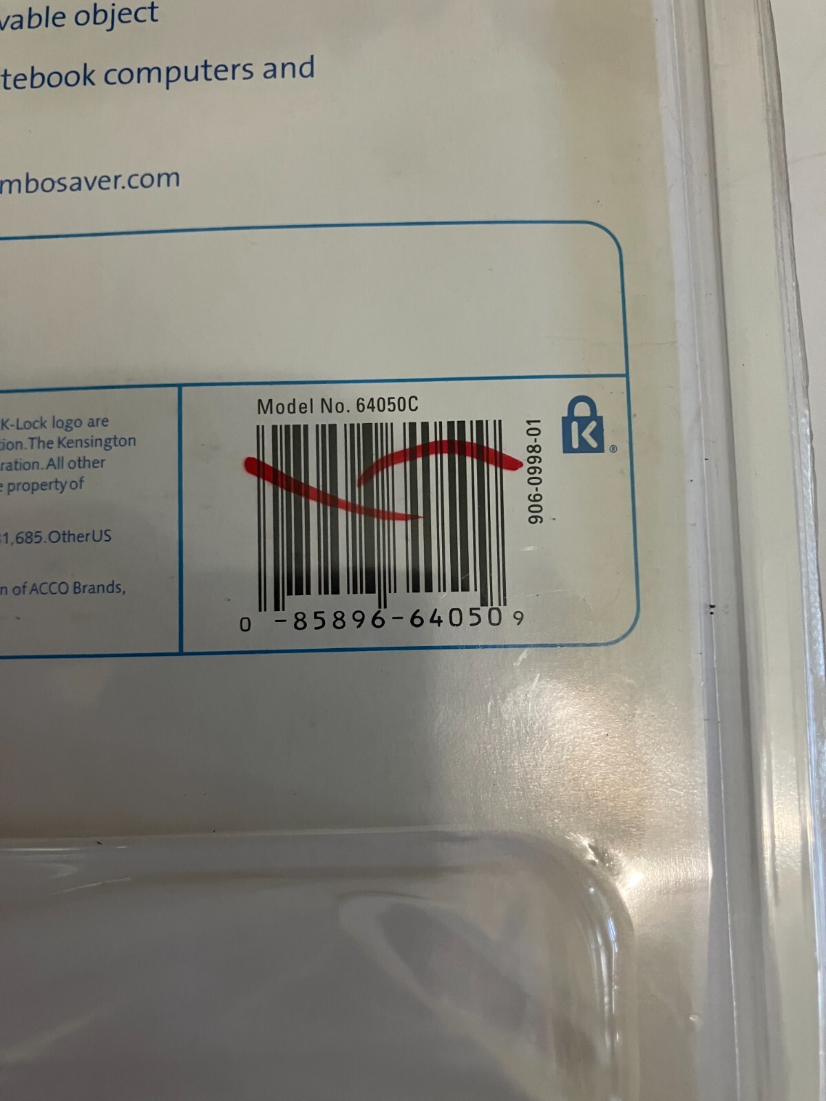 Kensington 64050 ComboSaver Computer Security Cable Combo Lock