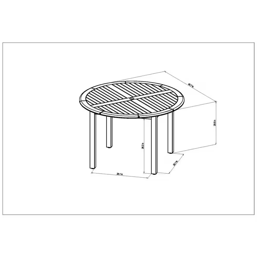Seward round Teak Finish Outdoor Dining Table
