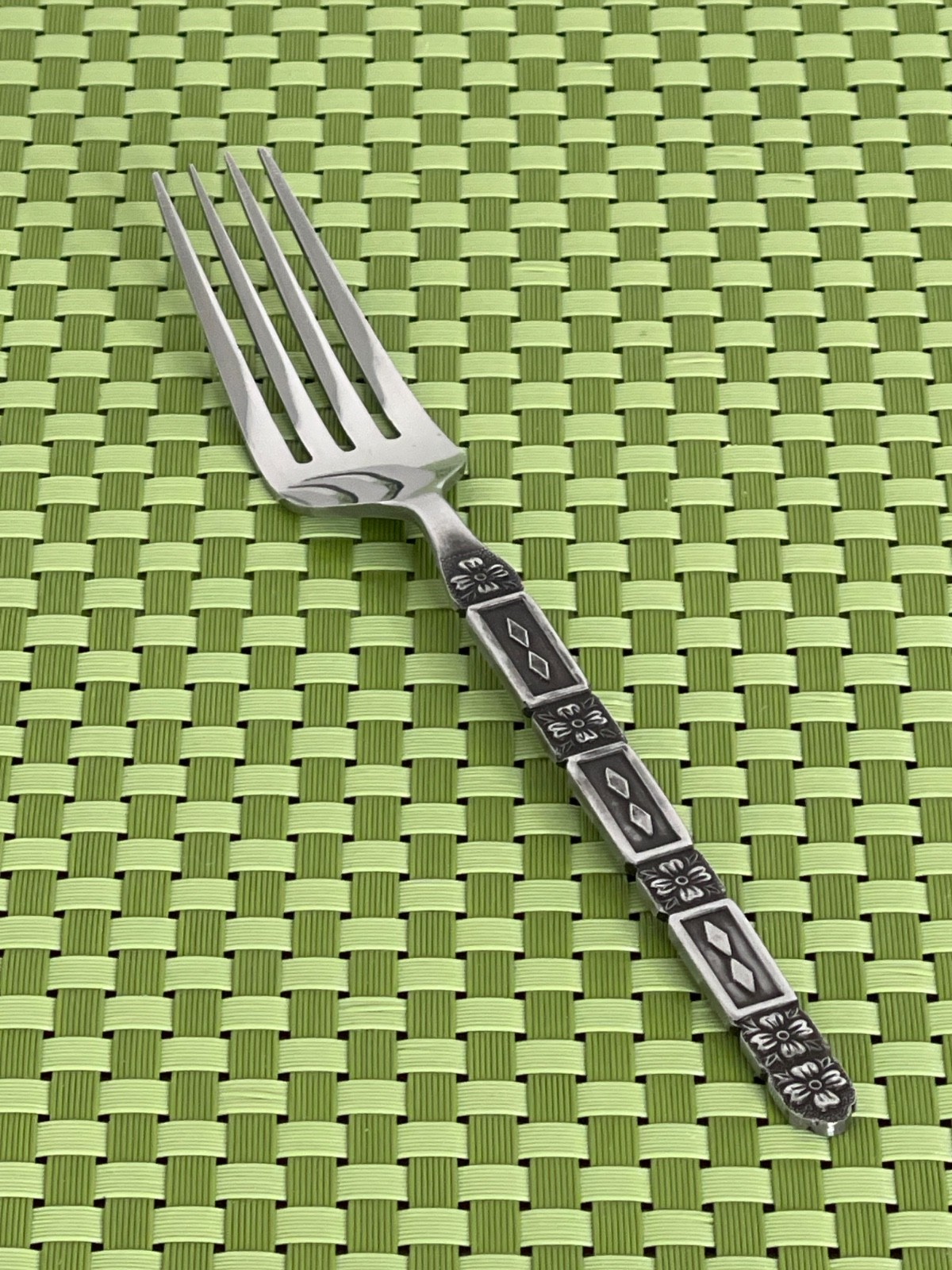 Lifetime LCU38 Stainless Dinner Fork Black Textured Accent Japan Flatware 7 3/8"