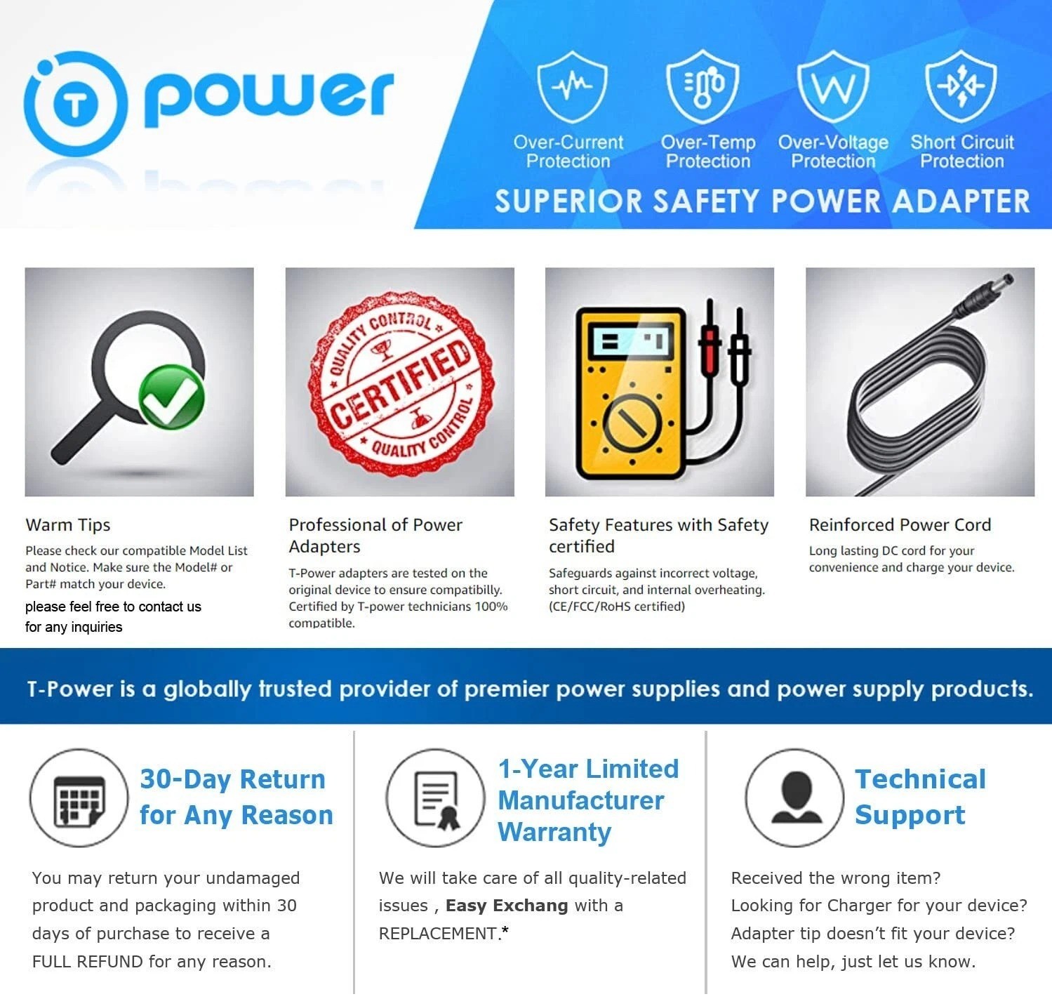Recliner Battery Pack Ac/Dc Furniture Power Supply Power Cord Charger 12 Feet