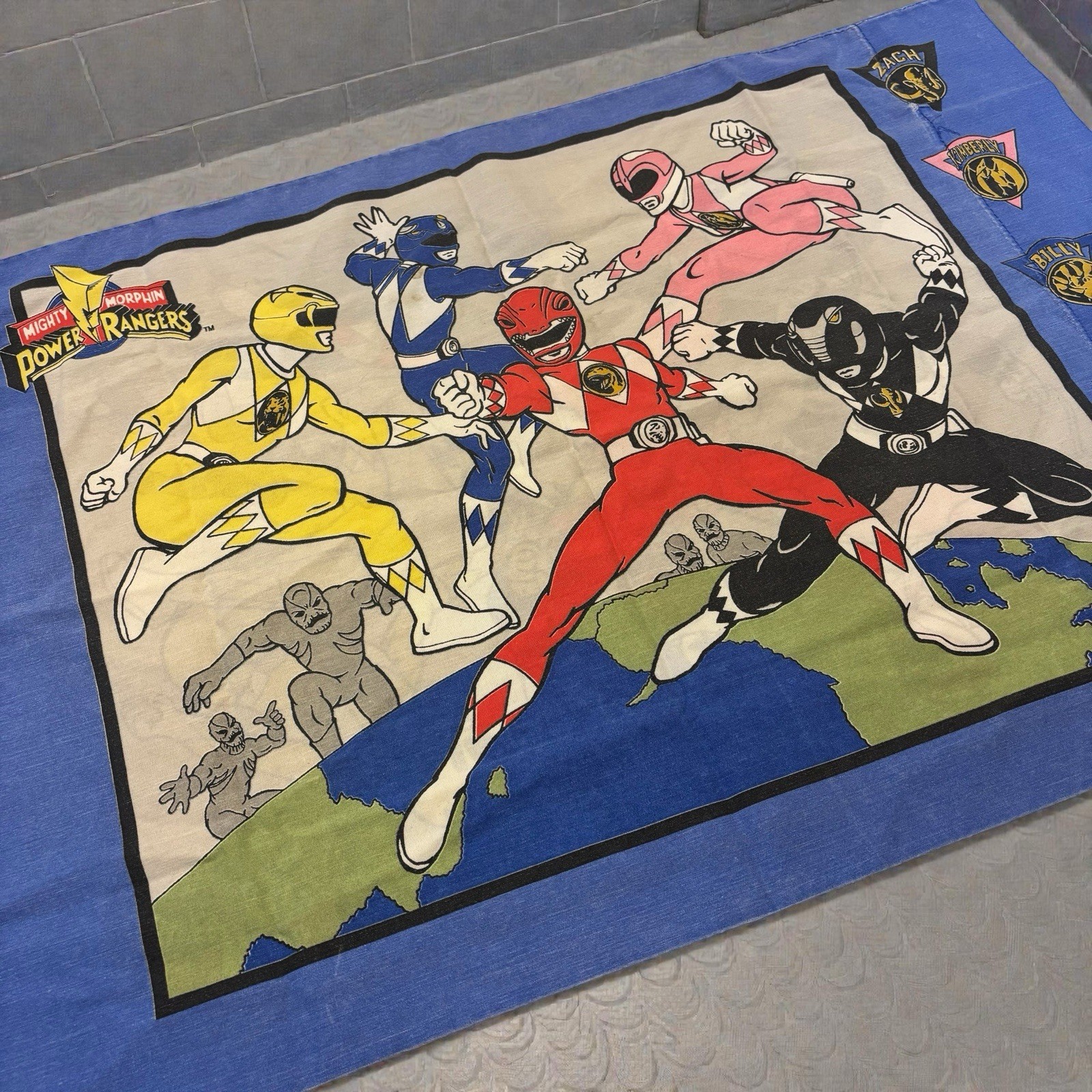 Vintage 90s Mighty Morphin Power Rangers Pillowcase 1994 Saban Double Sided Kids
