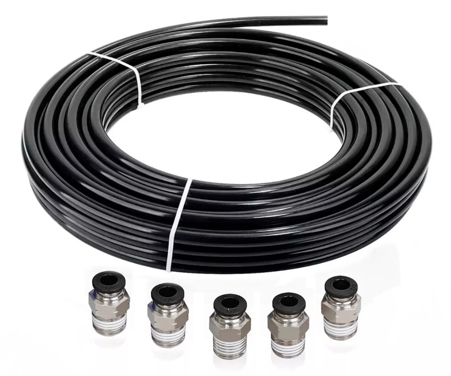 Air Line Tubing Kit 3/8'' OD 50ft Nylon Hose 3/8'' NPT Push to Connect Fittings