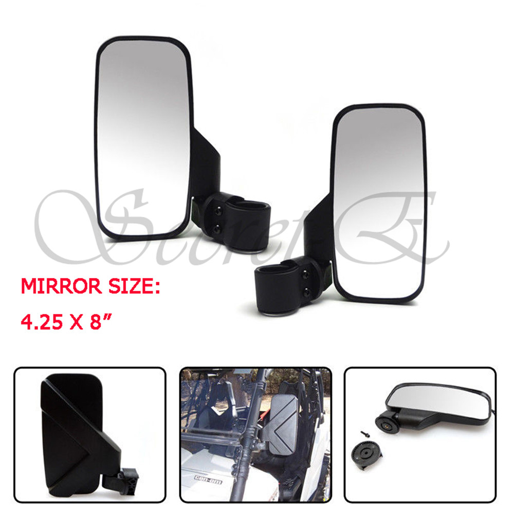 4.25"x8" Mirror Set UTV Side View High Impact Break Away Convex 1 5/8"-2" Roll