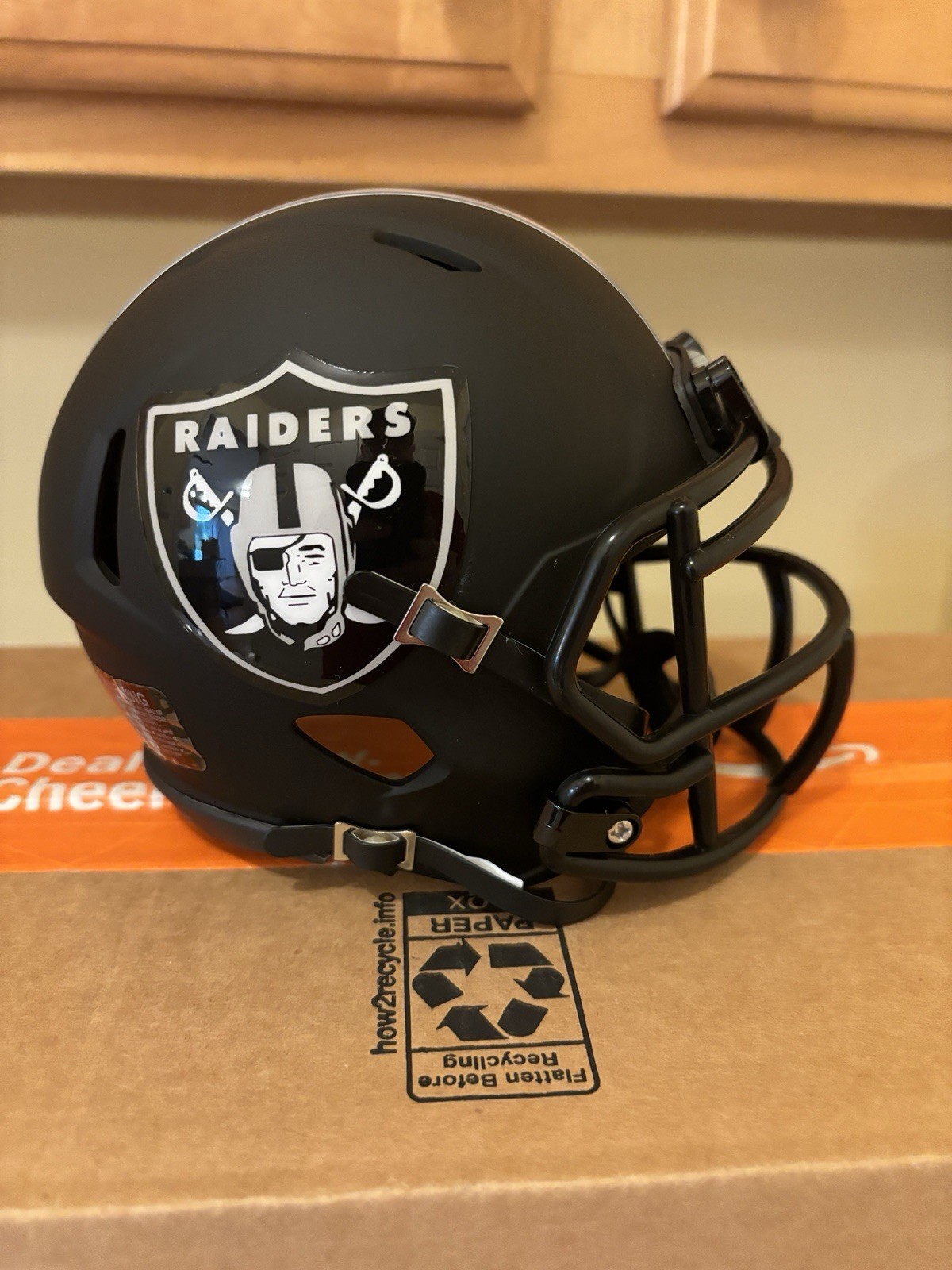 Las Vegas Raiders Custom Matte Black Eclipse Mini Football Helmet Speed