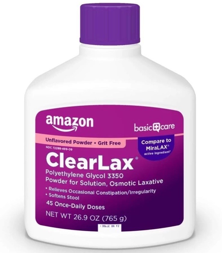 Basic Care Clearlax Polyethylene Glycol 3350 Osmotic Laxative 26.9oz.