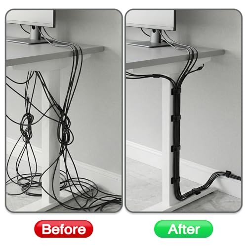 Cable Management Under Desk,Detachable Cable Management,Adjustable Hook Black