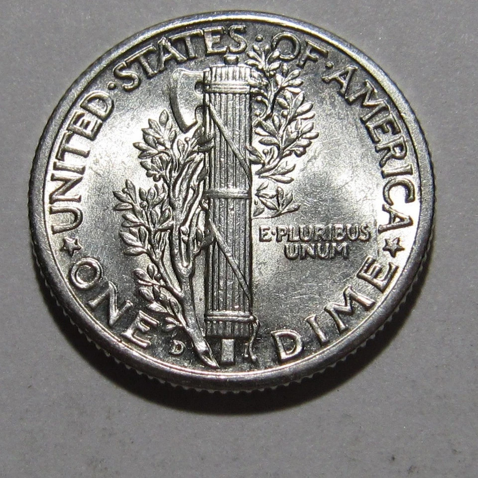 1943 D Mercury Dime BU Full Split Bands