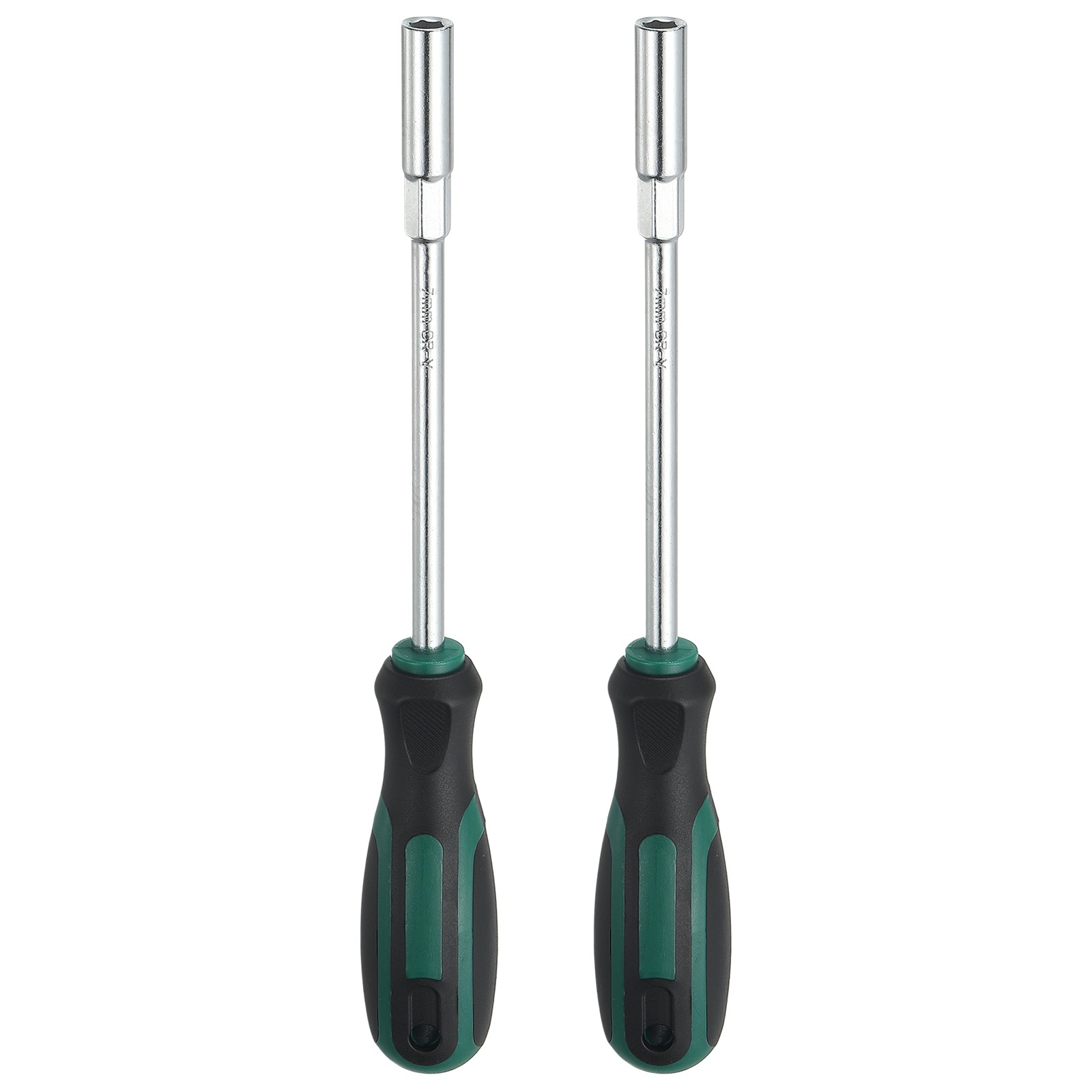 2Pcs Metric Nut Driver 7mm Bit Driver Socket Screwdriver with Handle Green/Blcak