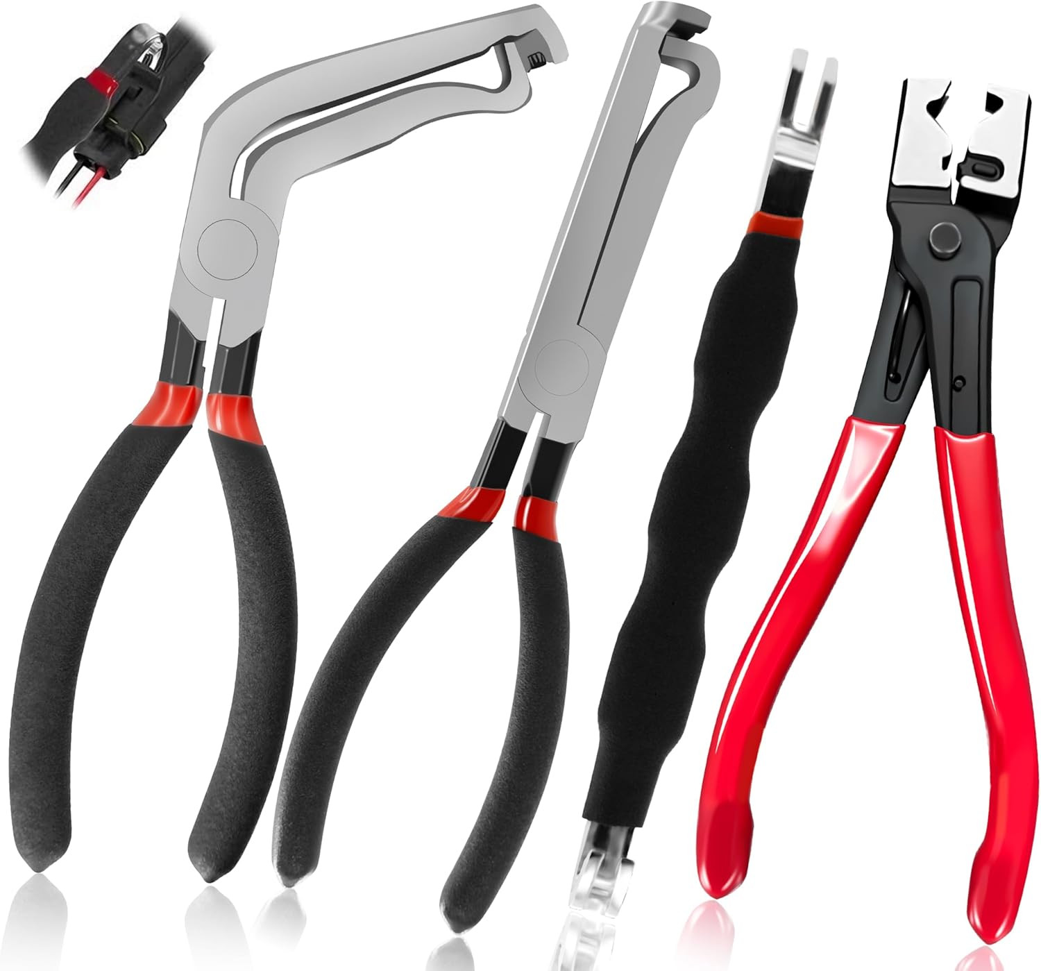 4 Pcs Electrical Disconnect Pliers for Cars，60 Degree Connector Pliers，Safety Wi