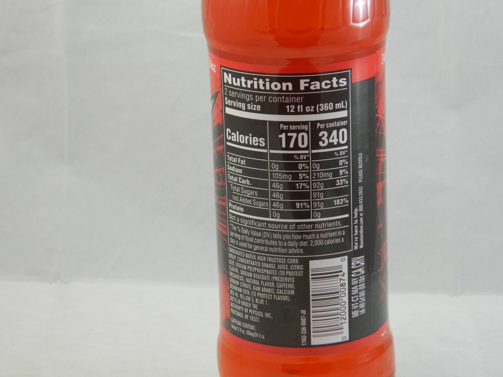 Mountain Dew Code Red Full 24 Oz Bottle 24oz Brand New MTN Discontinued Label