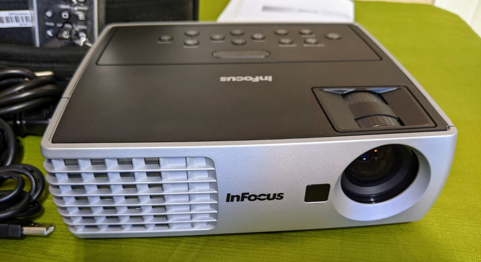 InFocus Projector Model: IN 1100 with remote, cables, manual & carrying case