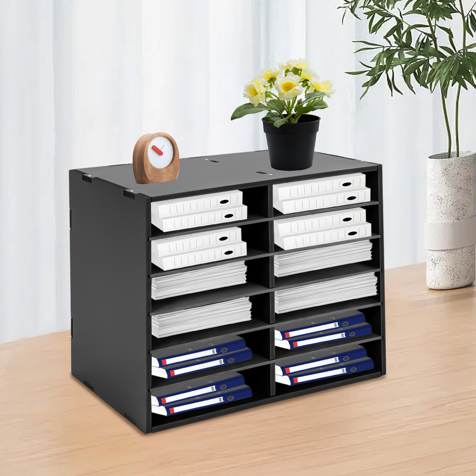 Literature Organizer School Adjustable File Sorter Paper Storage Holder 12 Slots