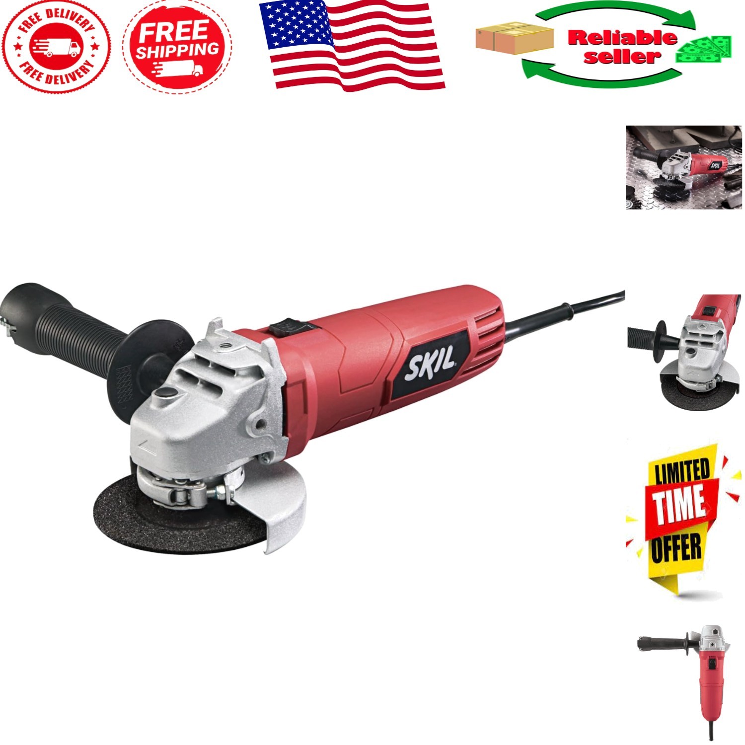 6.0 Amp Angle Grinder with Heavy-Duty Housing & Comfort Grip for Professionals