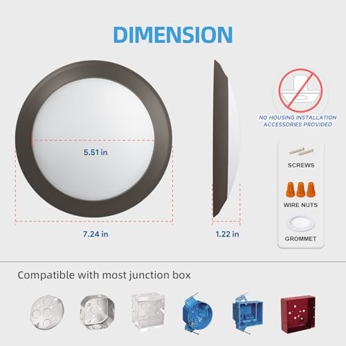 LED Flush Mount Ceiling Light, 5/6inch Surface 6 - Pack 5000K (Day Light)