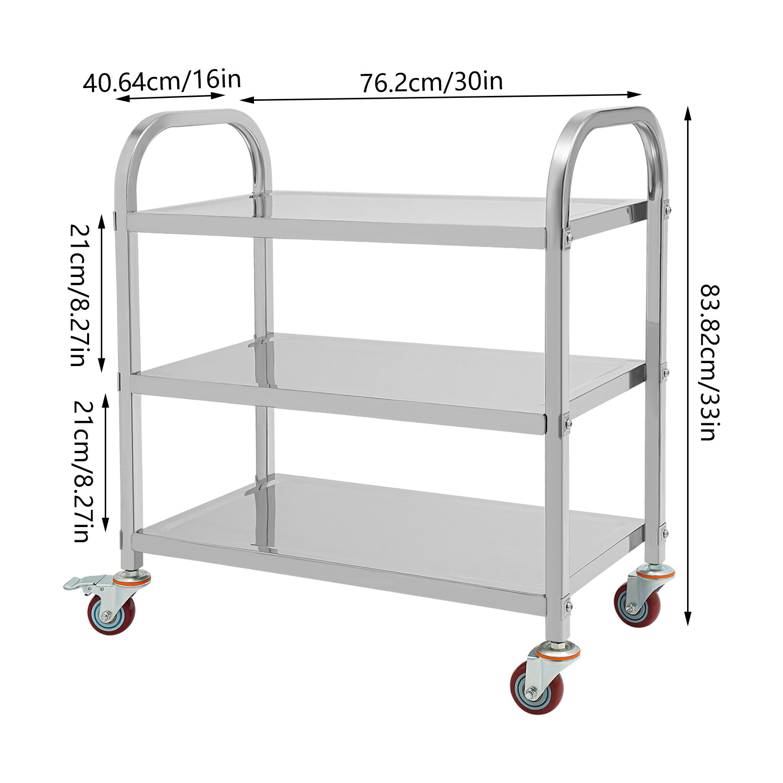 3 Tier Stainless Steel Kitchen Trolley Cart, Kitchen Trolley Car