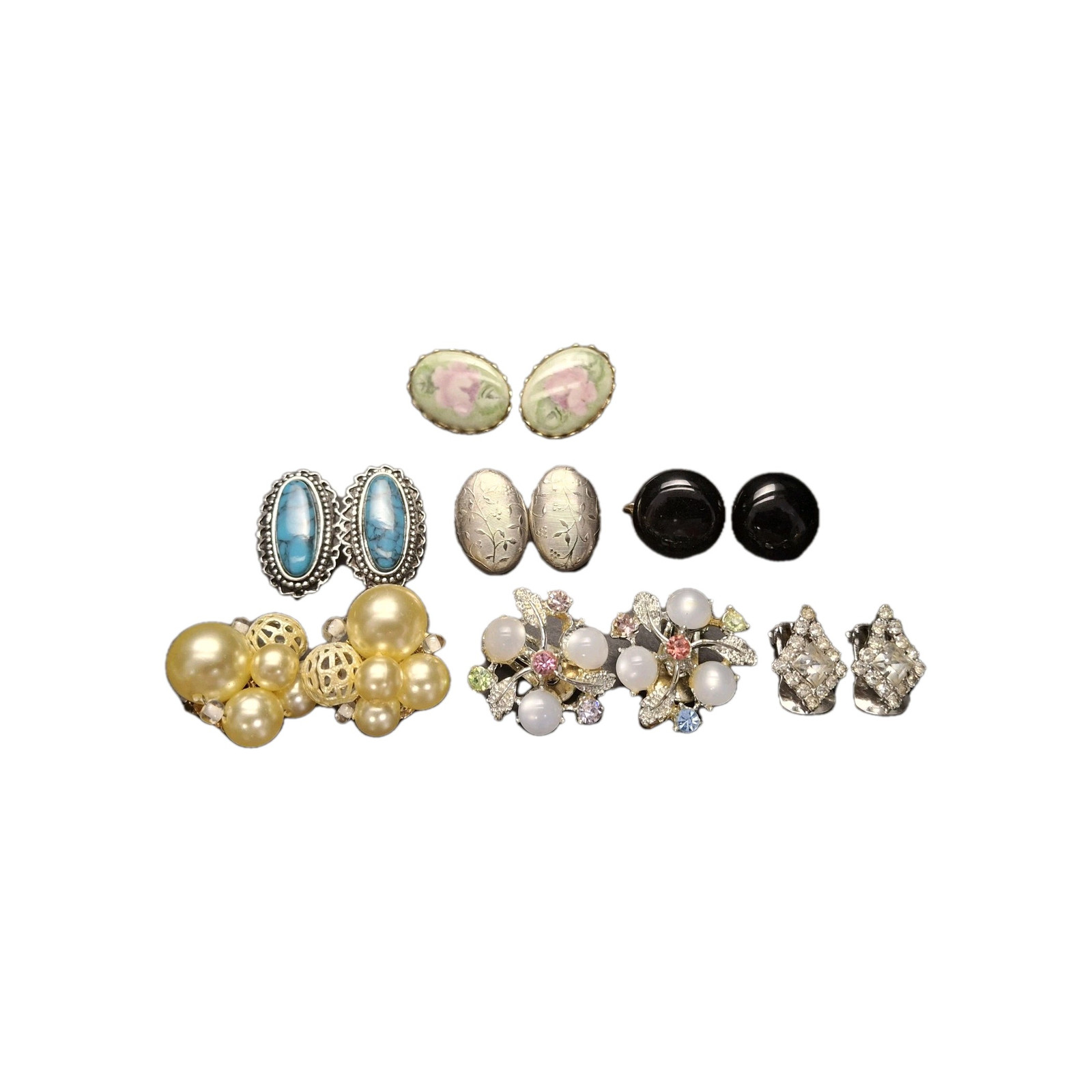 Mixed Lot of 7 PAIR SPARKLING CLIP ON EARRINGS JEWELRY LOT