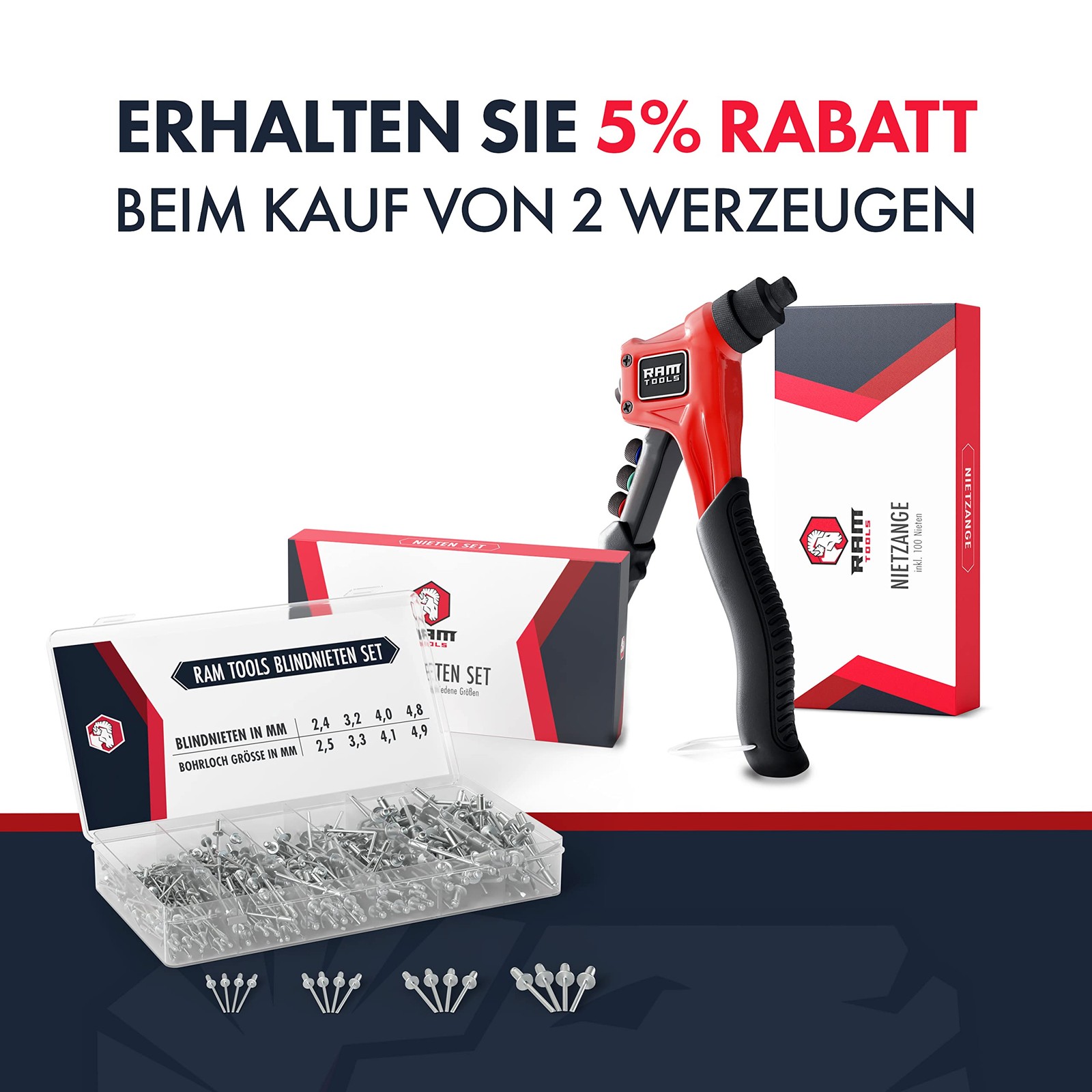 ® Blindnieten Set | 400 tlg Nieten Set | UNIVERSELL passend für Nietzange | P...