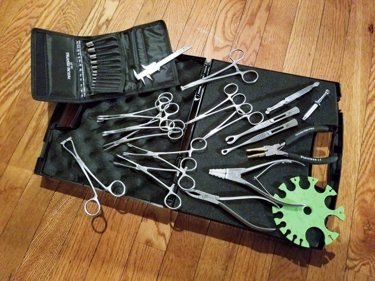 Body Piercing Jewelry 19 Tools Instruments Set Kit Stainless Steel Professional
