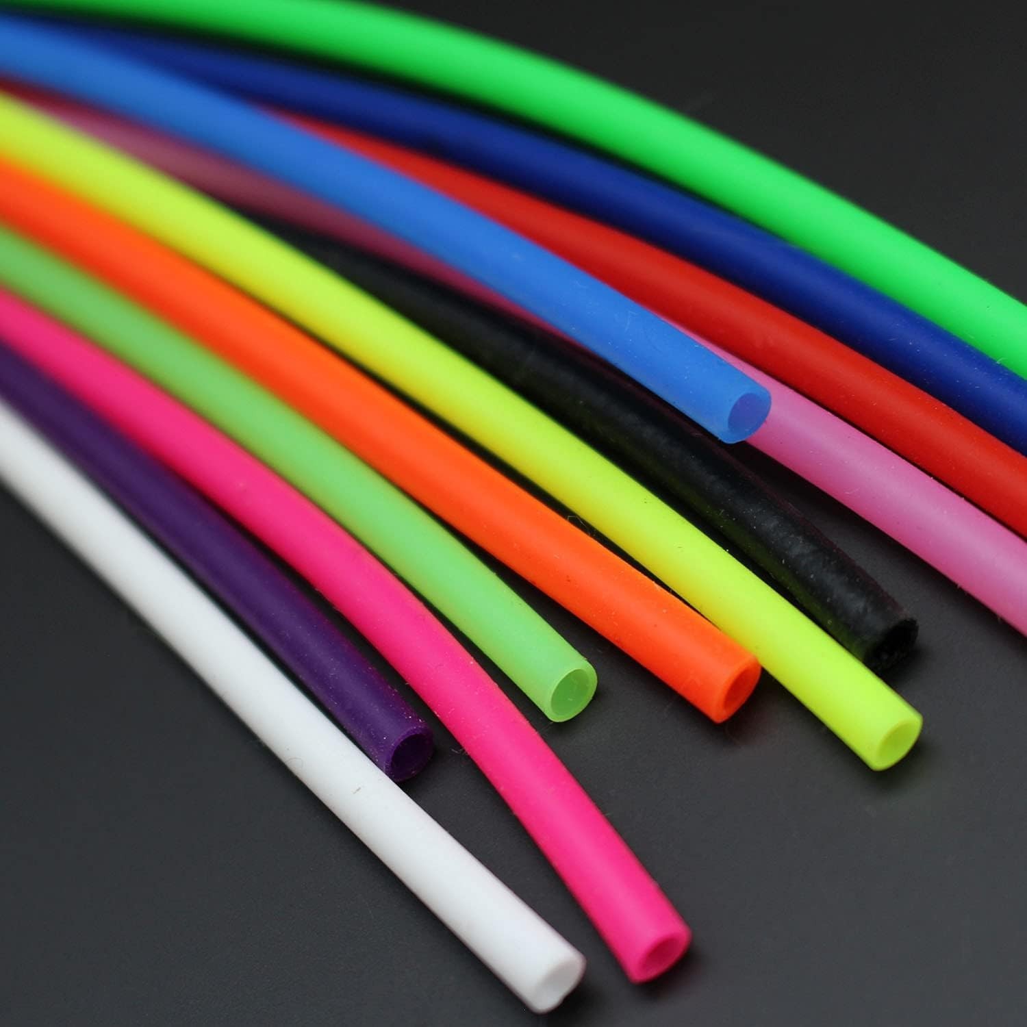 12 pcs 12 colors UV Silicone Tube 3mmX4mm Small Soft Flexible Hollow tube 10"