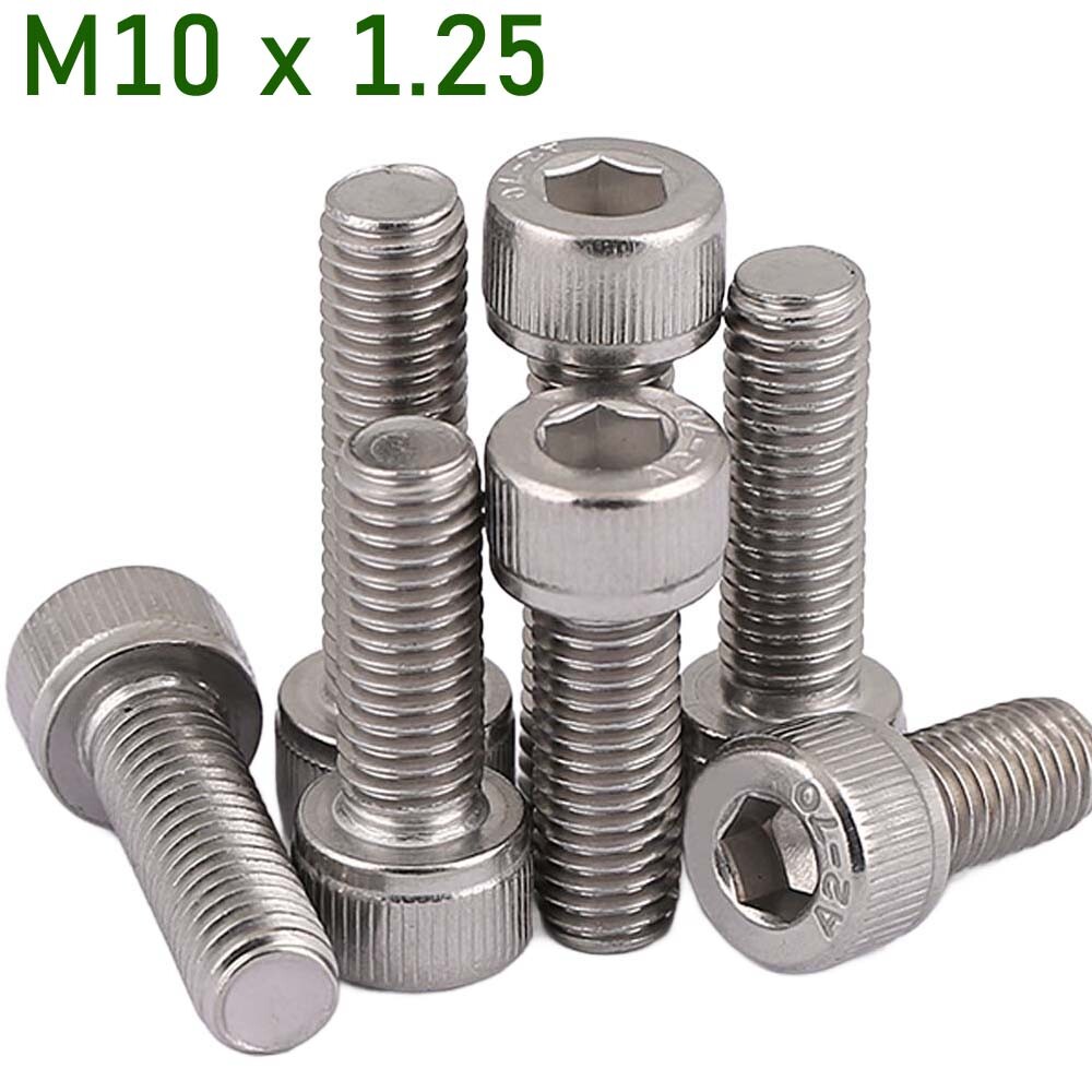 M10 x 1.25 x 20mm Fine Thread Stainless Steel Socket Head Cap Screws Allen Bolts