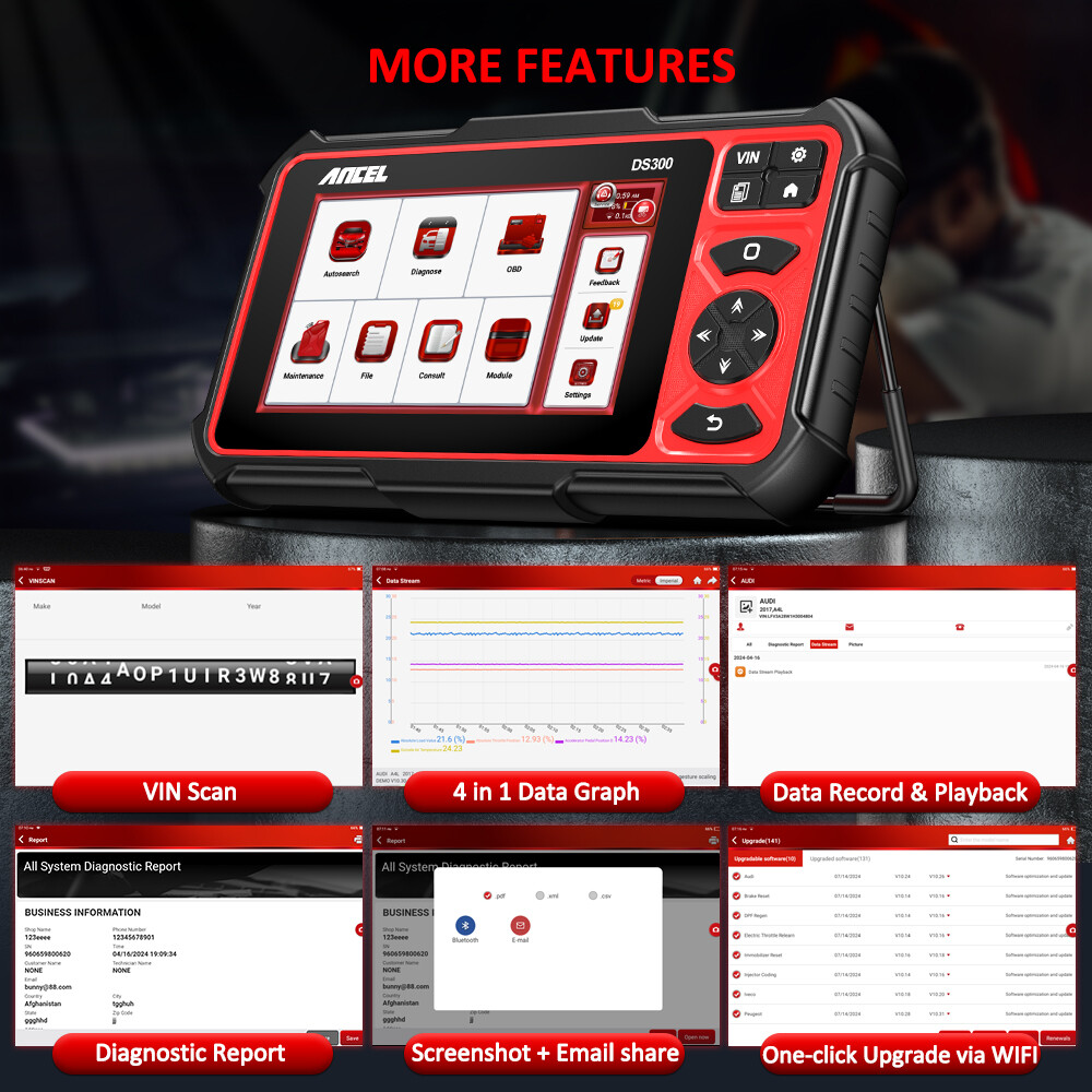 ANCEL DS300 OBD2 Scanner Car Diagnostics ECU Coding Programming Tool All system