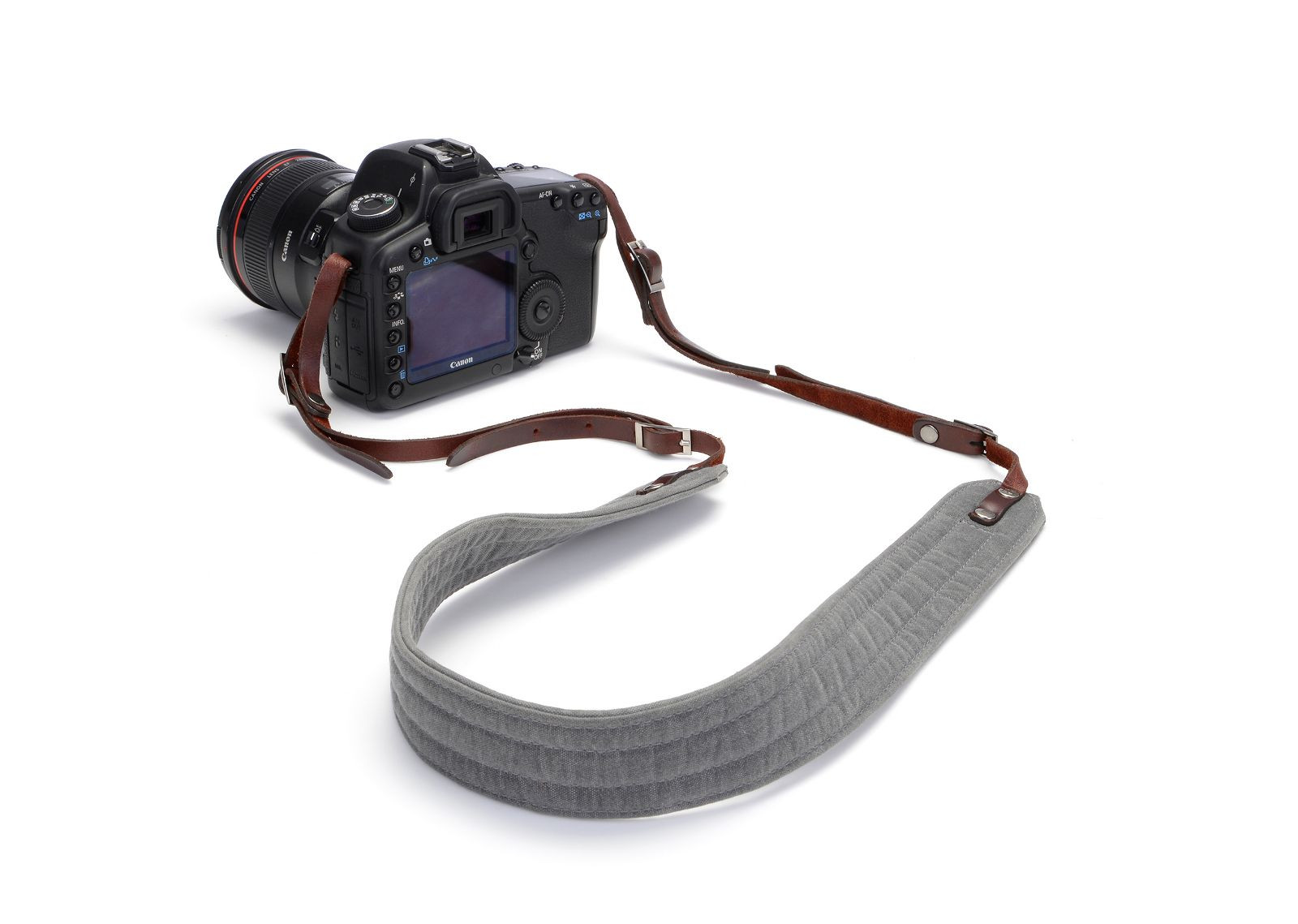 Ona Presidio Handcrafted Waxed Canvas and Leather Camera Straps (Smoke)