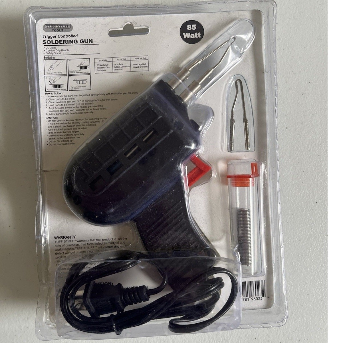 New Tuff Stuff Tools 85 Watt Trigger Controlled Soldering Gun Kit sealed package