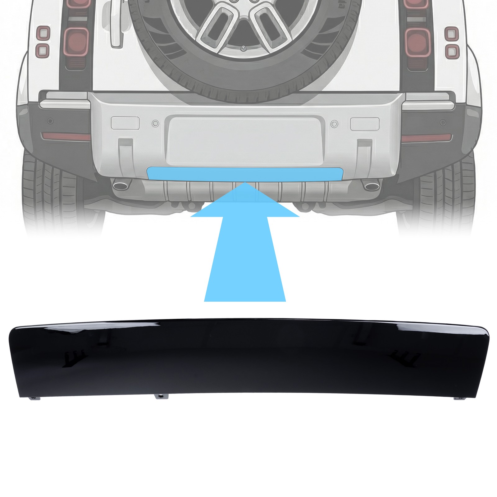 Rear bumper tow eye cover for Land Rover Defender L663 panel trim Black