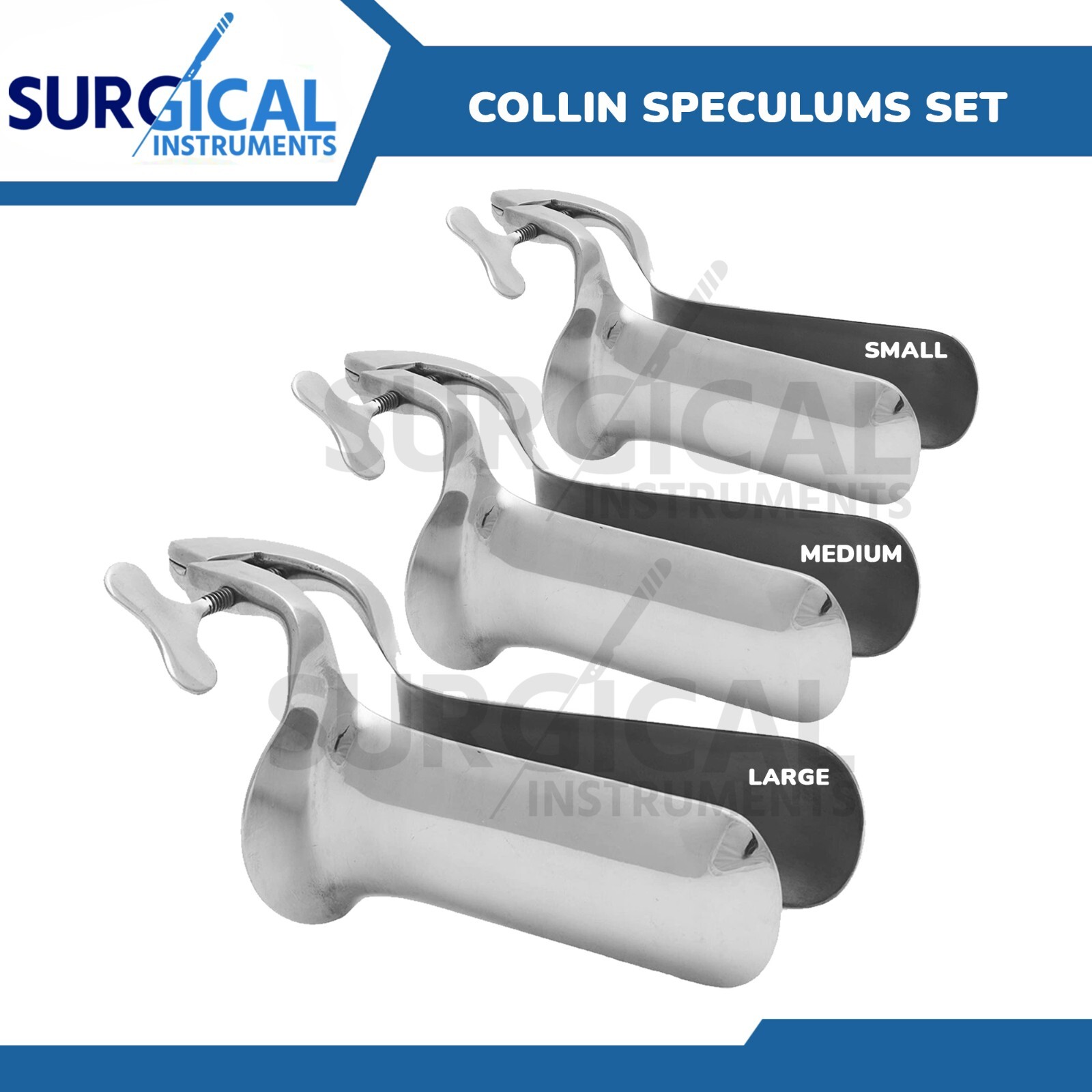 3 pcs Collin Vaginal Speculum small, medium and Large OB/GYN Surgical German GR
