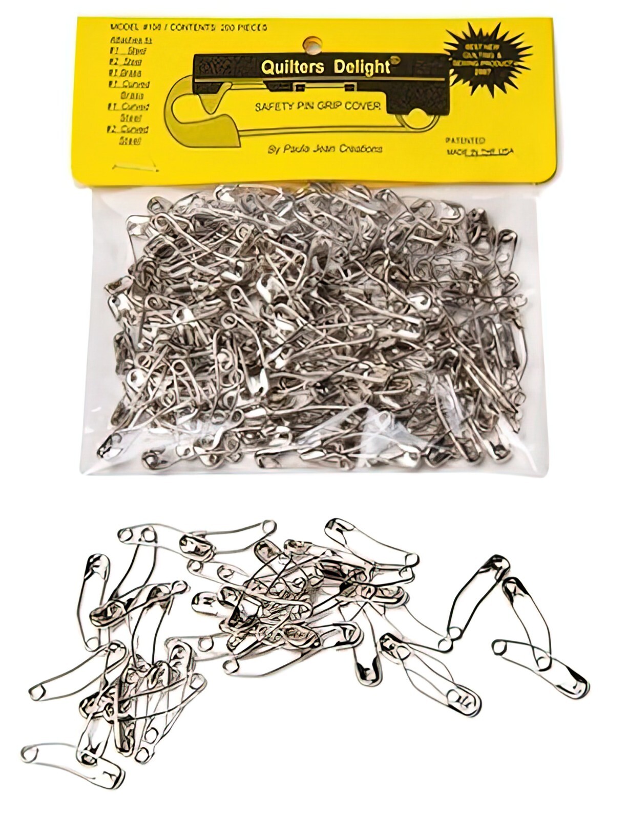 Curved Steel Nickel Plated Safety Pins 200 per bag by Paula Jean Creations
