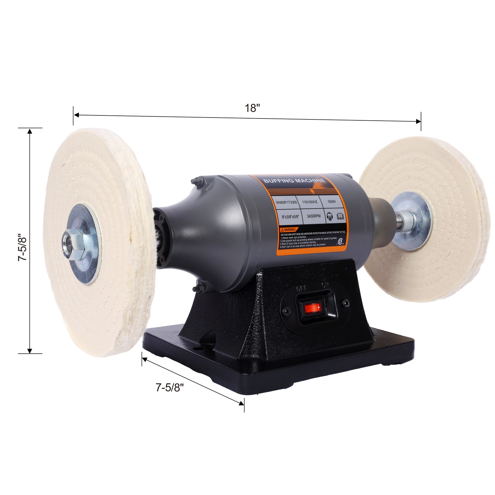 Extra Long 6 Inch Electric Polisher Benchtop Buffer Grinder