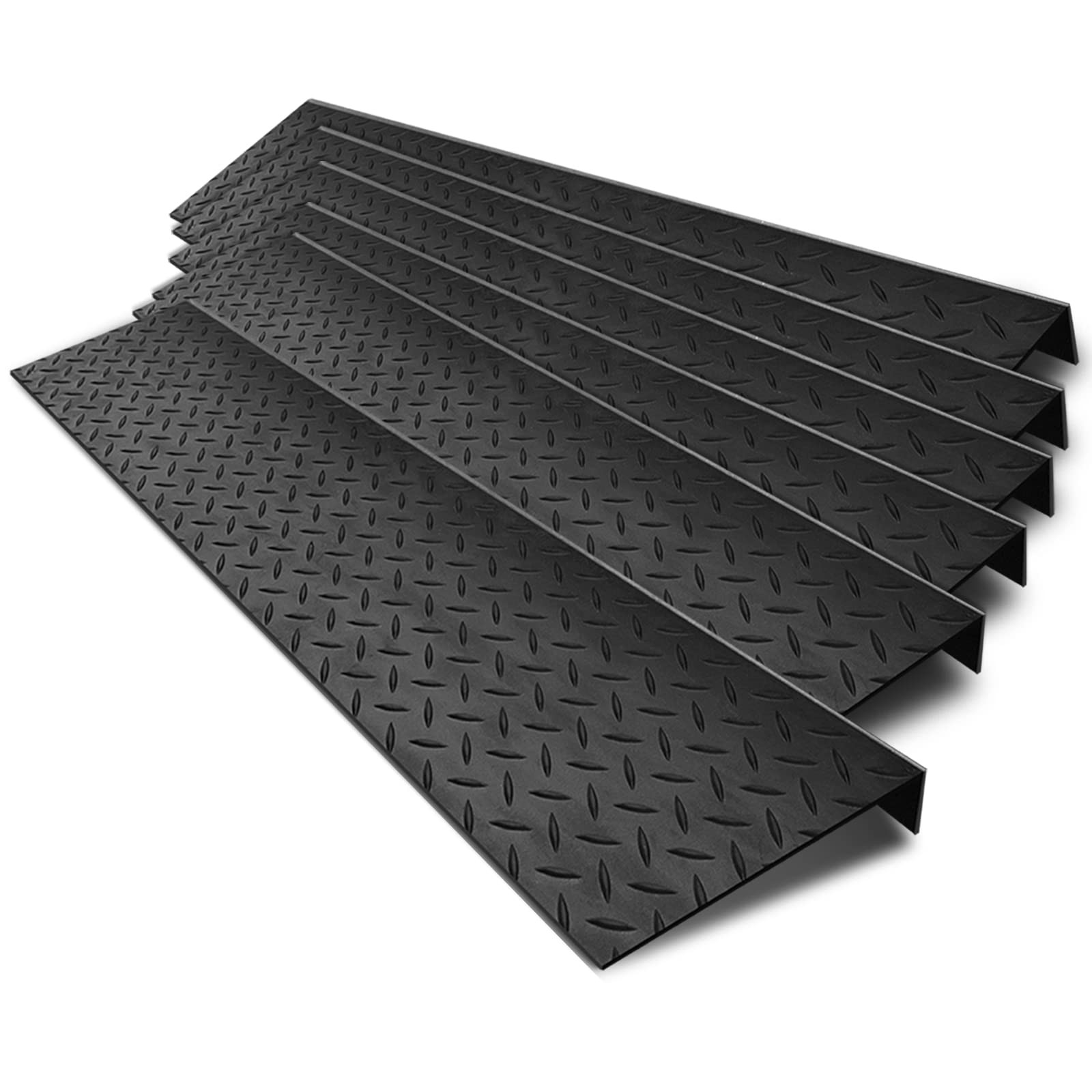 Rubber Stair Treads 35 x 9.85 6 Pack Spurtar Outdoor Non-Slip Nosing Wooden