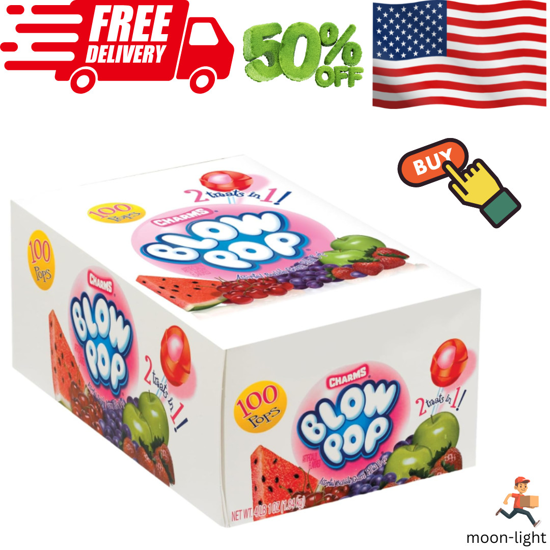 Charms Blow Pops, Assorted Flavors, 100-Count, 4lb 1oz Box