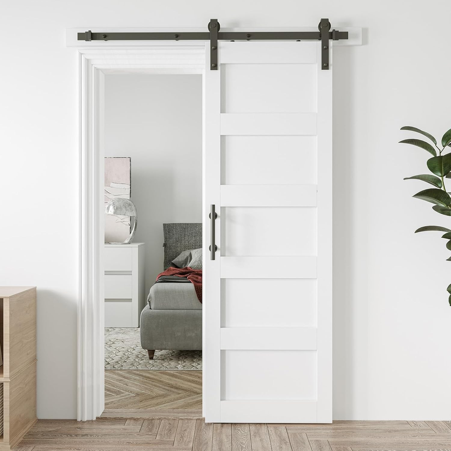 COSHOMER 36in x 84in Sliding Barn Door with 6.6ft Barn Door Hardware Kit &Handle